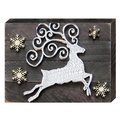 Designocracy White Reindeer Silhouette Art on Board Wall Decor 9880712